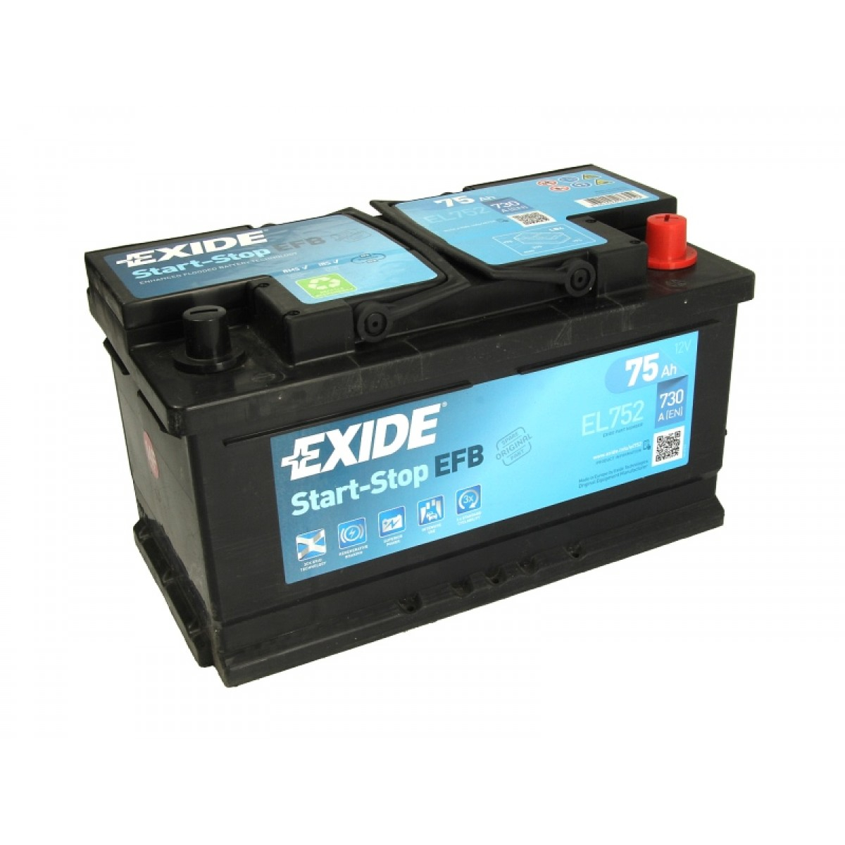 Exide Start-Stop EFB EL752 (75 A/h), 730A R+