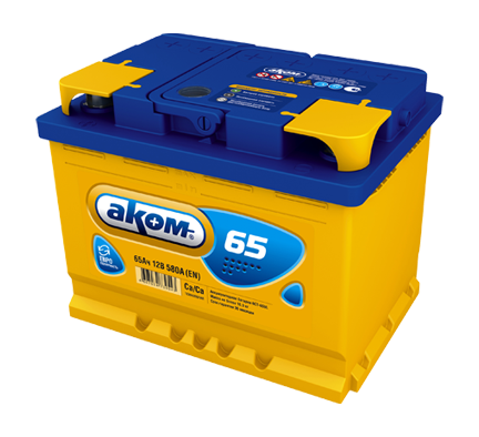 AKOM 6CT-65 (65 A/h), 580А L+