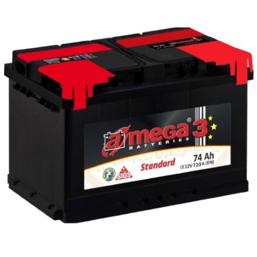 A-mega Standard 6СТ-74 (74 A/h), 720A R+ низ.